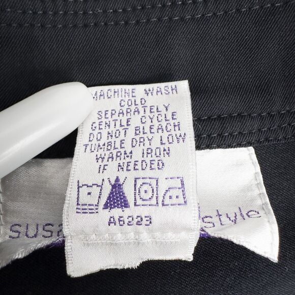 Susan Graver Style Twill Snap Front Lightweight Jacket Womens 1X Black A6223 - Picture 16 of 16